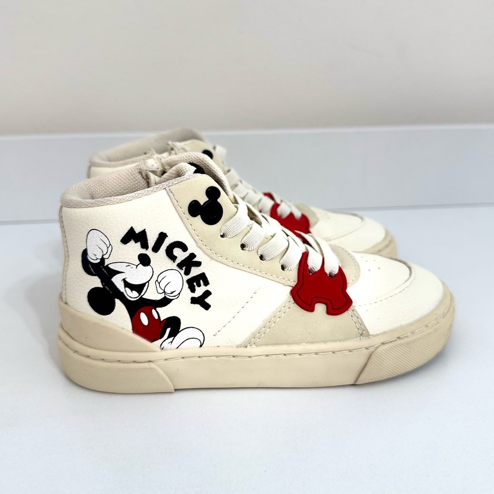 Disney Zara Mickey Mouse High-Top Sneakers - White and Red
